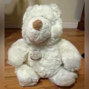 Gund Spanky Teddy Bear Rare Closed Mouth Vintage 1988 Ivory White Chest